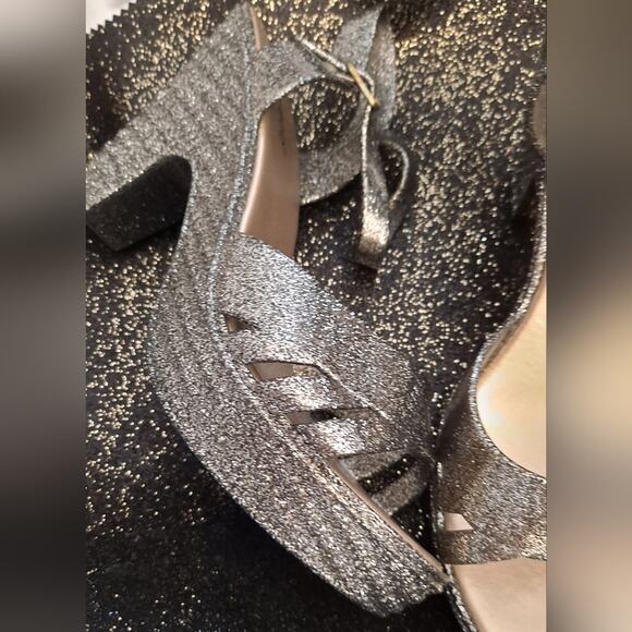 Sz 6 Silver Glitter Jelly Block High Heel Sandals Shoes NEW Platform Met… - Picture 5 of 8